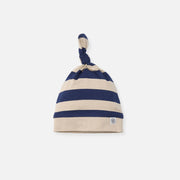 Mutsje met knoop in Navy Stripe – UPF 50+