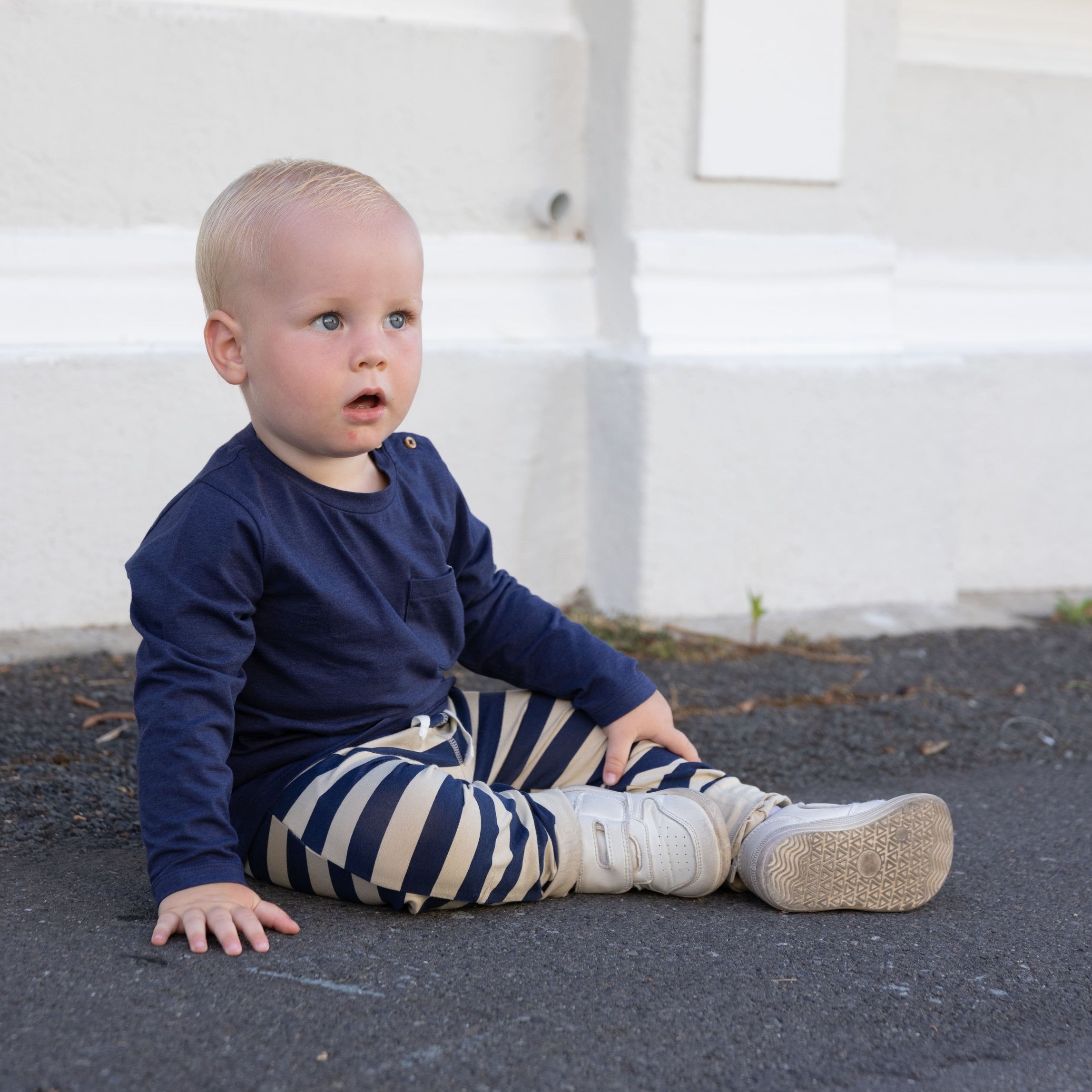 Jogger pants in Navy/Sandy Stripe UPF 50+